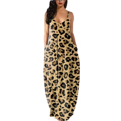 Nuevo vestido de tirantes para mujer vestido casual con estampado de leopardo