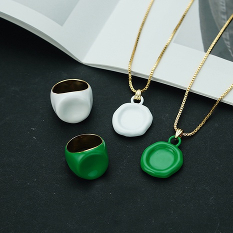 retro enamel green ring female simple fashion index finger ring wholesale's discount tags