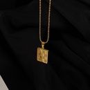 Checkerboard necklace womens simple fashion small square pendant titanium steel clavicle sweater chainpicture10