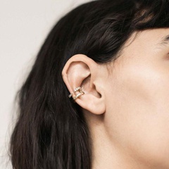 female zircon double-layer ear bone clip painless copper ear clip fashion simple