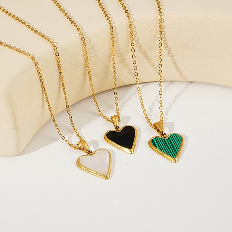 heart shaped enamel fashion retro pendant simple titanium steel clavicle necklace's discount tags