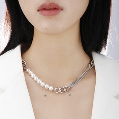 Pearl necklace female fashion baroque accessories retro copper clavicle chain