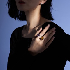 niche design copper zircon index finger ring fashion adjustable open ring