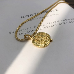 pendentif carte ronde femme mode rétro simple collier de clavicule en métal