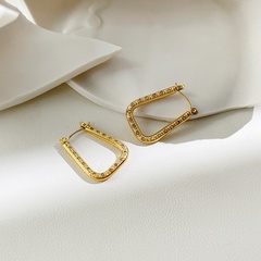 fashion U-shaped rhinestone geometric stainless steel hoop earrings wholesale