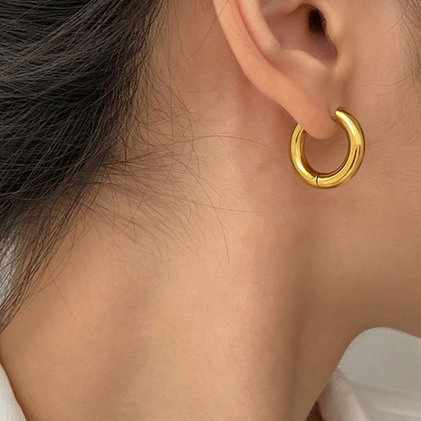 simple geometric solid color stainless steel plain hoop earrings wholesale's discount tags