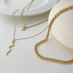 2022 nouveaux produits en forme de coeur serpent long mode simple géométrique en acier inoxydable collier bijoux