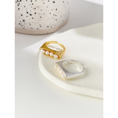 fashion freshwater pearl matte metal open ring female simple copper ring