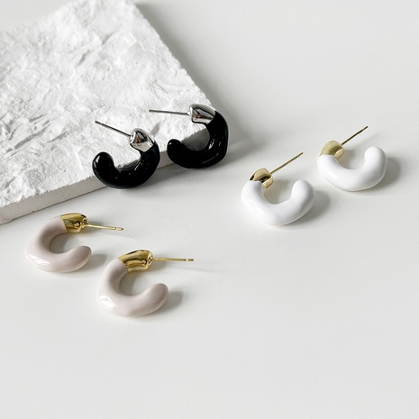 fashion black and white enamel earrings new copper earrings female's discount tags