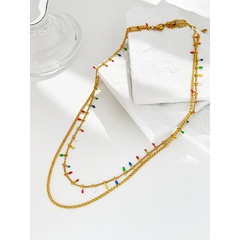 creative titanium steel colorful double layered necklace bohemian ethnic collarbone chain
