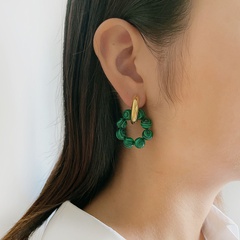 fashion titanium steel green earrings retro malachite earrings