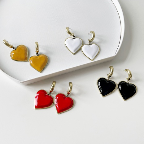 fashion heart-shaped earrings simple solid color alloy earrings  NHLIH643441's discount tags