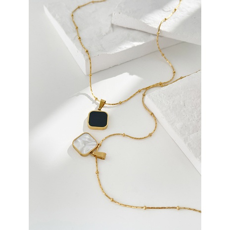 Titane acier couleur rétention perle carré pendentif clavicule chaîne simple femmes's discount tags