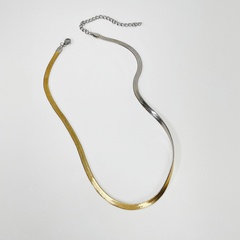two-color snake bone metal female titanium steel necklace collarbone chain