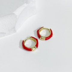 new oil drop earrings color drop oil copper micro-inlaid zircon small earrings