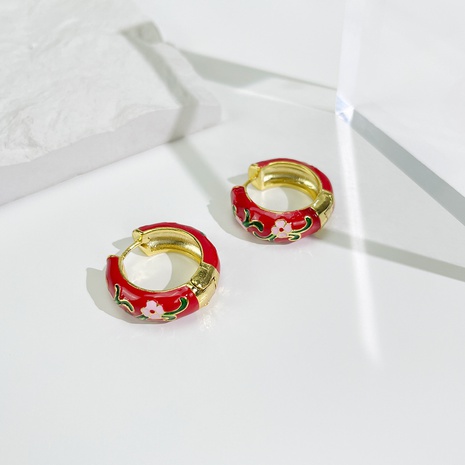 fashion oil drop earrings blue flower earrings ethnic style simple copper earrings's discount tags