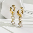 fashion pearl tassel earrings retro pearl circle interlocking copper earringspicture7