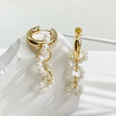 fashion pearl tassel earrings retro pearl circle interlocking copper earringspicture8