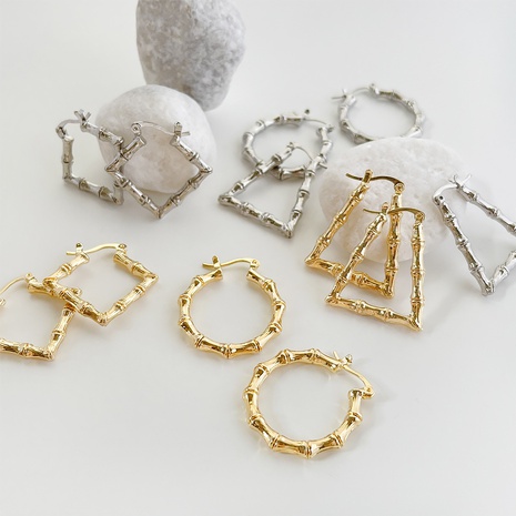 fashion  bamboo earrings plated gold geometric circle alloy earrings  NHLIH643498's discount tags