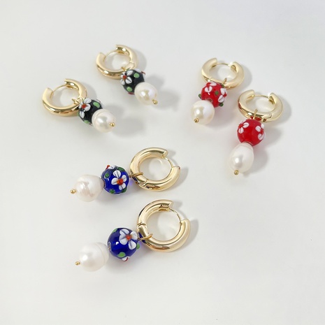 fashion glass ball freshwater pearl simple simple alloy earrings's discount tags