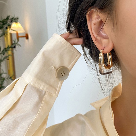 fashion geometric U-shaped transparent jelly earrings alloy earrings's discount tags