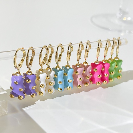 fashion color enamel cute bear earrings gold-plated copper drop earrings's discount tags