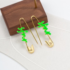 fashion contrast color letter metal earrings wholesale