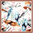130cm new handpainted feather female twill silk sunscreen shawl large square scarfpicture13
