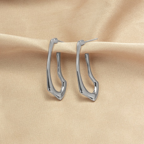 fashion geometric plain solid color silver metal earrings NHOT645706's discount tags