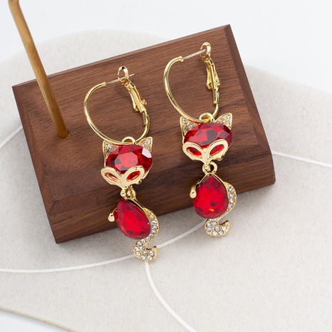 fashion fox shape metal inlaid rhinestone earrings wholesale's discount tags
