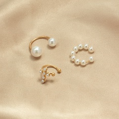 Fashion Inlaid Pearl Metal Earring Set Wholesale