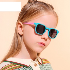children's Trendy fashion square frame contrast color polarized rice nails sunglasses wholesale