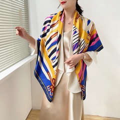 130cm color strip ladies casual silk sunscreen shawl large square scarf wholesale