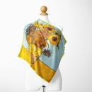 53cm new oil painting series sunflower ladies twill decorative small square scarfpicture4