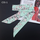 new small floral slender narrow silk scarf tied bag handle silk scarf small ribbon scarfpicture11