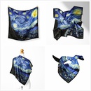 oil painting starry sky ladies twill decorative small square scarf small silk scarfpicture3