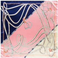 90 cm * 90 cm nouvelle chaîne ceinture couture dames simulation soie grand foulard carré
