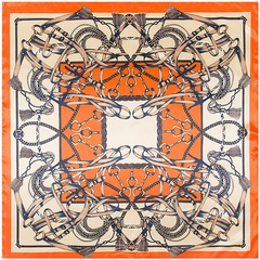 90 cm * 90 cm nouvelle chaîne orange classique dames simulation soie grand foulard carré