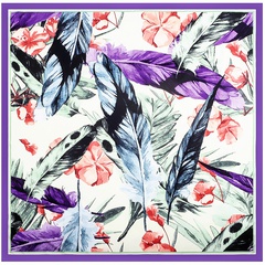 130cm new hand-painted feather female twill silk sunscreen shawl large square scarf