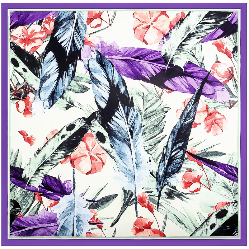 130cm new handpainted feather female twill silk sunscreen shawl large square scarf