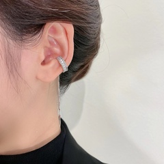 Korean high-end light luxury niche tassel long no ear hole cold wind design painless ear bone clip earring ear clip female