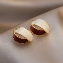 Korean autumn and winter simple geometric double arc alloy stud earrings