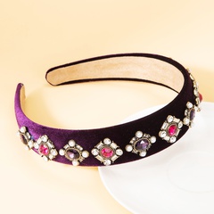 fashion purple fabric diamond flower wide headband