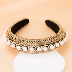 Pearl sponge braided chain wide headband wholesale