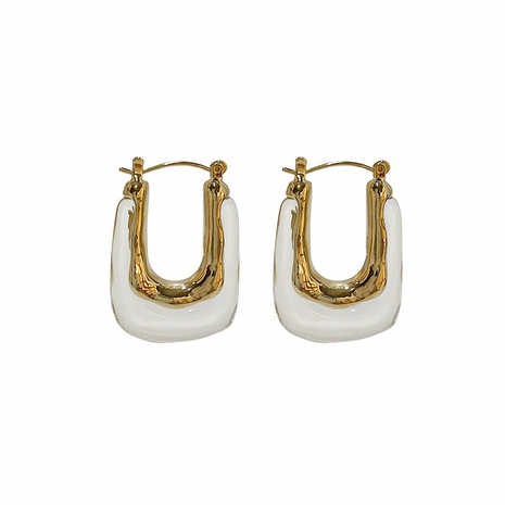 fashion geometric U-shaped transparent jelly earrings alloy earrings  NHLIH643528's discount tags