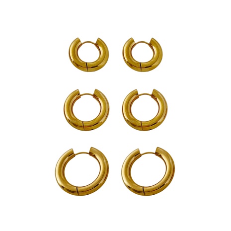 simple geometric solid color stainless steel plain hoop earrings wholesale NHLIH643385's discount tags