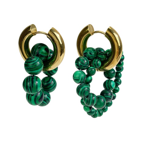 fashion titanium steel green earrings retro malachite earrings NHLIH643455's discount tags