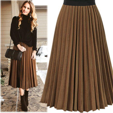 simple solid color pleated skirt NHSHX648141's discount tags