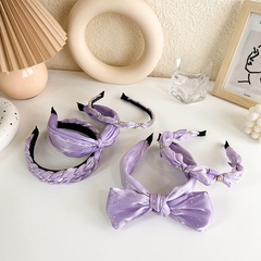 new purple lace fabric headband periwinkle blue bow pearl hairpin headdress