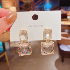 fashion crystal transparent square copper earrings wholesale